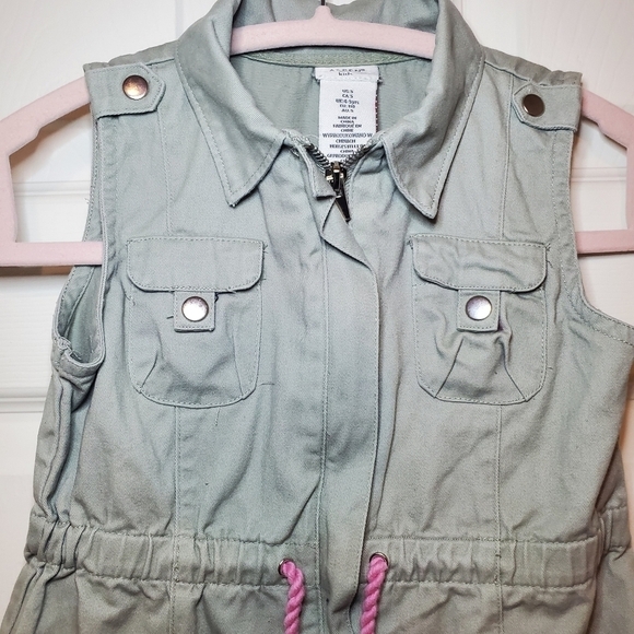 Aspen Kids Zip Up Khaki Green Utility Vest Sz 5 - Picture 4 of 7
